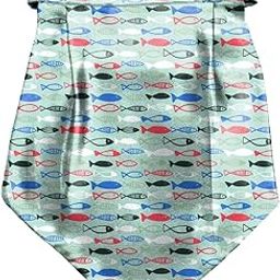 Tiny Fish Printed Cravat with Matching Pocket Square for Men - Scarf Neckwear Cravat for Men with Matching Pocket Square-picture-41