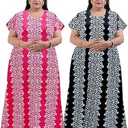 Women Casual Wear Multi Floral Printed Cotton Night Dress/Maxi/Nighty Pack of 2-image-81