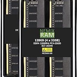 NEMIX RAM 128GB (4X32GB) DDR4 3200MHZ PC4-25600 2Rx8 1.2V 288-PIN ECC Unbuffered UDIMM KIT-20