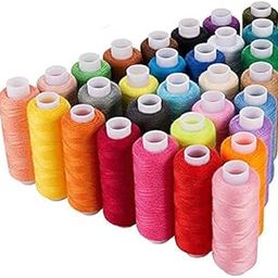 Pen Multicolour Meter Sewing Thread 24 Pcs Basic Color Strong Cotton Polyester Sewing Threads Fast Premium Shade Spools for Machine and Hand Stitching, Tailoring |Multicolor| |Set of 24Pcs|-12