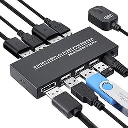 NEWCARE Displayport KVM Switch 4K@60Hz, DP USB KVM Switcher Selector for 2 Computer Share One Monitor Keyboard Mouse Scanner Printer, with DP & USB Cables-17