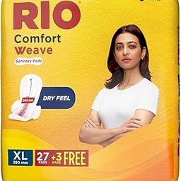 RIO Sanitary Pads for women, Comfort Weave with Wings (XL) - (280mm, Pack of 30)-image-58
