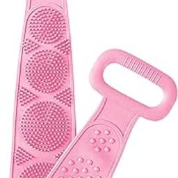 Mockery Silicone Body Scrubber Bath Towel Belt 2 Sided Silicone Back Scrubber for Shower, Back Scrubber for Shower, Back Washer for Men & Women Exfoliating (Pink)-image-30