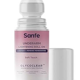 Sanfe Underarm Lightening Roll On (Soft Touch) with 5% AHA Glycolic Acid & Salicylic acid 0.5% W/W For Underarms | Lightens & Remove Pigmentation | Deodorant for Underarms | Glycoclear Technology | Men & Women-0