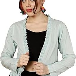 Women's Solid Front Open Shrug Top Regular Fit-1