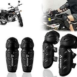 Auto Pearl Motorcycle Knee Shin Guards Elbow Pads, 4 in 1 Monstor Style Knee Shin Safe Protection Armor for Moto Cycling Racing compatible with Standard 350 (Black, 4Pcs)-image-38