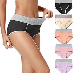 Women's High Waist Cotton Underwear Soft Hipster Briefs Full Size-15