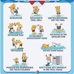 SmartSign 12 x 10 inch ââ‚¬Å“Our Pool Rules - No Running, No Glass, Use Bathroom, No Noise, No Diving ...ââ‚¬Â LawnBoss Yard Sign with 3 foot Stake, 40 mil Laminated Rustproof Aluminum, Multicolor, Set of 1-image-52