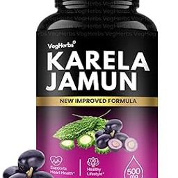 VegHerbs Karela Jamun Powder Diabetic Detox Capsule | Clinically Proven diabetic Care from ancient Kerala ayurveda Herbs for Balancing Sugar | 30 Capsule (Pack of 1)-image-37