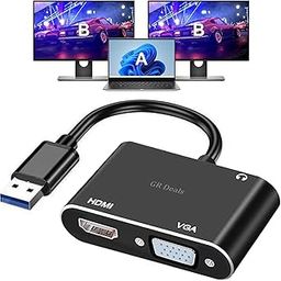 GR Deals USB3.0 to HDMI+VGA Adapter with Audio Output, USB to HDMI USB to VGA Adapter for 2 Monitors, 1920 * 1080P@60HZ Full HD Video Converter Comaptible with Windows 7/8/10/11 and Mak OS Systems.-image-21
