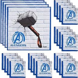 Marvel Mjollnir Handkerchiefs | Cotton Handkerchiefs for Boys | Handkerchiefs for Girls | Rumal for Boys & Girls | Hankies for Gifting | Pack of 24 | Blue & White-image-78