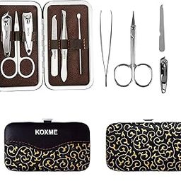KOXME Manicure Set, 6-Piece Professional Grooming Kit with Luxury Case | Nail Clippers, Stainless Steel Nail Scissors Grooming Kit. PU Leather Box-image-55