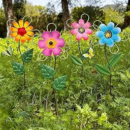 KEDONCHEN 4 Pack Metal Decorative Garden Stakes, Outdoor Spring Garden Decor,Indoor Outdoor Lawn Pathway Patio Ornaments,-image-45
