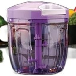 Plastic Grey Dori Handy Chopper, 1000ml, Vegetable and Fruit Manual Cutter, 5 Stainless Blades, Kitchen Salad Maker-image-22
