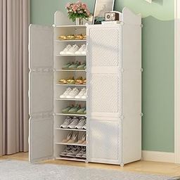 MEVIGO-18-Tier Stackable Plastic Shoes rack with 6-door- Closet Organizers & Shoes Organizer, Cupboard Rack for Clothes/Shoes/Books/Toys/Office, Multipurpose Rack- White-image-46