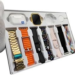 Emperium Smartwatch Combo: Bluetooth Calling, Health Monitoring, Android & iOS Support – 10-in-1 Set (Watch, TWS Buds, Case, 7 Straps Multicolours) for Men & Women-image-60