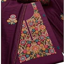 soch Womens Wine Cotton Blend Embroidered Unstitch Dress Material With Sequins-picture-38