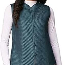 Green Viscose Silk Quilted Reversible Jacket-26