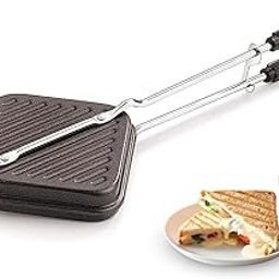 PANCA Gas Grill Toaster Sandwich Maker Regular, Non Stick Aluminium Grill Toaster (Set of 1, Black)-picture-30