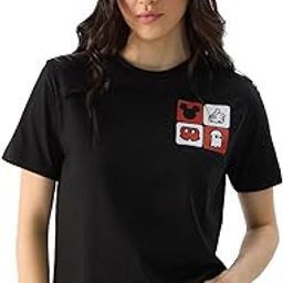 Mickey Mouse: Crocheted Mickey Women and Girls Short Sleeve Round Neck Black Embroidered Cotton Regular Fit T-Shirts-image-11