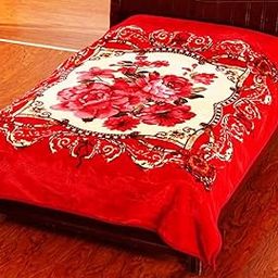 Love Couple Imported Digital Prints Bridal Korean Wedding Bedding Set Cloudy 4 Pieces Blanket Set 1 Blanket with 1 Bedsheet and 2 Pillow Cover with Fancy Bag Packing (Multicolor_05)-11