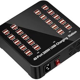 40 Port, 200W USB Charging Station, Home Desktop USB Fast Charger, Multiple USB Desktop Chargers, Suitable for Hotels, Shops, Schools, Shopping Mall and Travel-25