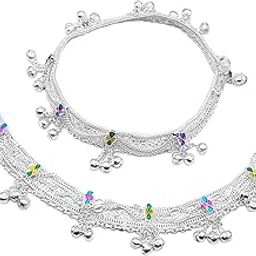 Thin Size Brass Silver Plated Stylish Anklets Silver Ghungroo Payal for Women-image-84