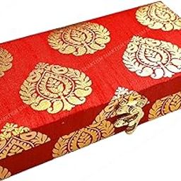 SHAKTISM Decorative and Attractive Box Cash Box, Shagun Box, Jewellery Box, Money Box Envelop Wedding, Gift Box, Bangel box Pann Patta Design (Pack of 1Pc) (Red)-13