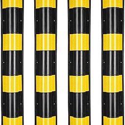 Parking Safety Pillar Guard, Rubber Corner Bounce Shaped Guard with Yellow Reflective Tapes for High Visibility - Size 800MM - Pack of - 4-28