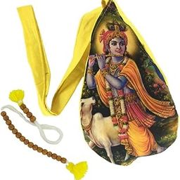 MAYAPURI Krishna Printed Bead Bag/Gomukhi Japa Bag with Zip Pocket & Sakshi Mala (Pack of 1)-image-6