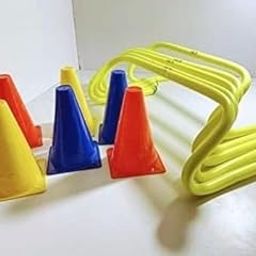 PVC Tube Built Agility 6 Inches Hurdles and Marker Cone for Field and Gym Training and Speed 6 PEC of Hurdles and 6 PEC of Cone-24