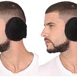 Black Headwear Faux Fur Ear Muffs/Ear Warmers - Behind The Head Style Winter Earmuffs for Men & Women, Pack of 2-image-66