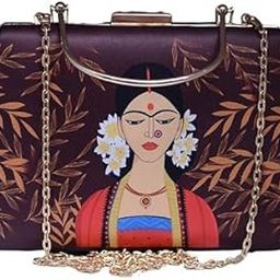 Portrait Printed Clutch Bag for Women with handle and Detachable Strap-image-60