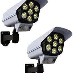 kh LED Bright Outdoor Solar Lights Motion Sensor Solar Lights 77 LEDs Spotlight with Remote FloodLights IP66 Waterproof, Wireless Dummy Decoy Fake Security Camera (Pack of 2)-image-84