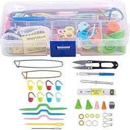 Trexee Crochet Knitting Plastic Kit | Small Kit Include Soft Handle Crochet, Yarn Scissor, Sewing Needle, Twist Knitting Needle, Silicone Needle Cap, Tape for Measurement, Counter, Thimble Etc.-15