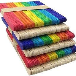 Eclet 400 Sticks(200 Colored and 200 Plain) Sticks Natural Wooden ice Cream Sticks for School Projects-picture-20