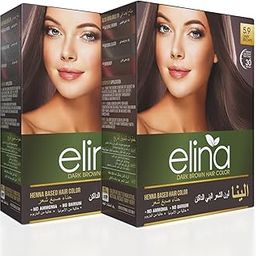 Elina Natural Hair Colour | Ammonia & Barium free Organic Hair Color for Men & Women | Formulated with Natural Ingredients | Long Lasting Color with 100% Grey Coverage - 10g each (Pack of 2) (Dark Brown) (120gm)-9