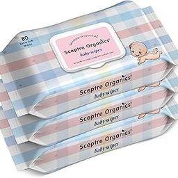 Sceptre Organics Soft Cleansing Baby Wipes with Lid | Aloe Vera, Almond Oil, Chamomile & Vitamin E | Thick, Safe, Gentle & Alcohol-Free | Rash & Germ Protection | 80 Wipe X 3 Packs-image-64
