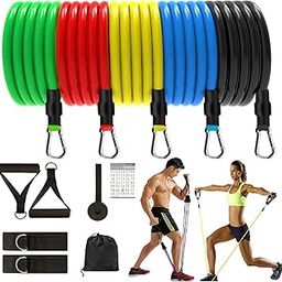 ALIOZ Resistance Bands Set for Exercise, Stretching and Workout Toning Tube Kit with Foam Handles, Door Anchor, Ankle Strap and Carry Bag for Men and Women-18