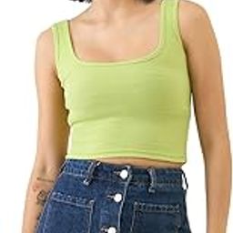 bearbrother Women's Ribbed Square Neck Sleeveless Crop Tank Top-picture-47
