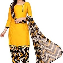 Women's Printed Dress Material - Unstitched Crepe Fabric Kurti, Pants & Dupatta Set-image-91