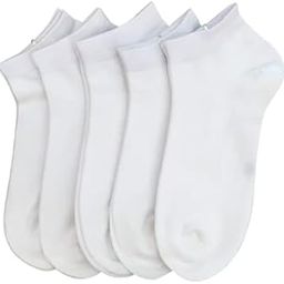 Women Bamboo Ankle Socks Low Cut Thin Sock Lightweight Pastal Color Soft Sock 5 Pairs(White, Medium)-14