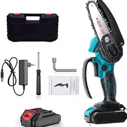KANAbee Mini Chainsaw Cordless 6 Inch, Electric Chain Saw, Cordless Small Chainsaw, Battery Powered Hand Saw With Security Lock for Trees Branches Trimming Wood Cutting (2Pcs Batteries)-16