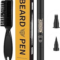 Glixon Men's Waterproof Beard Filling Pen With Brush Beard Color Pencil Long-Lasting Natural Coverage, Repair Beard Shape, Moustache Colour and Eyebrows Bristle Beard Brush-image-53
