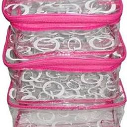 Ultimatefashionista Set of 3pc Printed Cosmetic Bag, Makeup Organizer, Makeup Kit, Storage Case, Transparent Vanity Box (Pink)-image-28