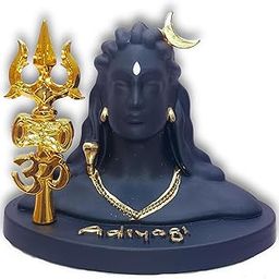Lalitak Adiyogi Lord Shiva Car Dashboard Statue, Decorative Idol with Gold Accents, Religious Home Office Decor-image-15