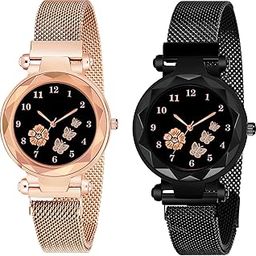 New Flower Butterfly Dial Mgnetic Strap Girls Analogue Watch for Woman-image-90