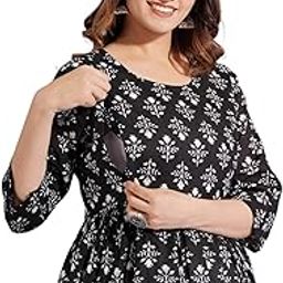 Jikonet Women's Maternity Dress Feeding Kurti with Zippers, Side Pocket-image-16