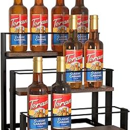 J JACKCUBE DESIGN 3 Tier Syrup Bottle Storage Rack, Rustic Wood and Metal Wire 12 Bottles Compartment Display Organizer Holder Stand for Syrup, Wine, Dressing - MK815A-image-66