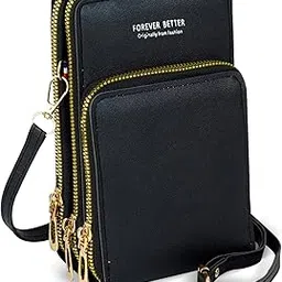 storite PU Leather Small Crossbody Mobile Sling Bag for Women | Detachable & Adjustable Strap Phone Pouch | Lightweight Purse – Black-picture-1